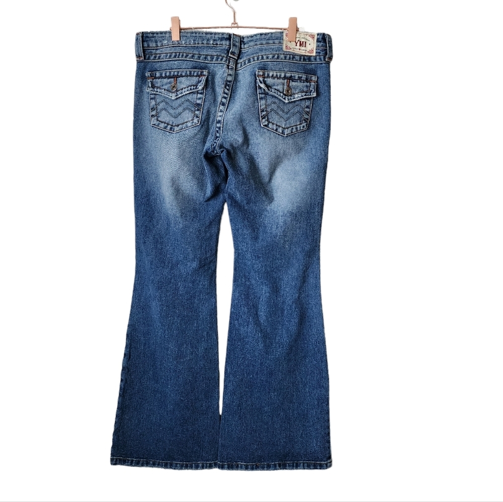 YMI x Y2K‎ Baddie flare jeans distressed medium wash jeans size 9